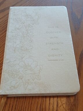 Floral Embossed Scripture Journal in Light Beige